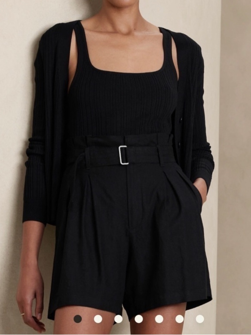 Banana Republic Linen Shorts Black Size 8 Womens Paper Bag Belted High Waist New